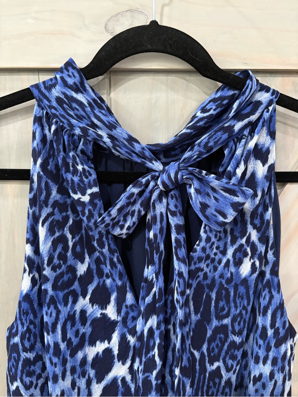 Karen Kane Blue Animal Print Halter Tank Top - Picture 4 of 6